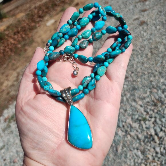 Jay King DTR Mine Finds Two Strand Turquoise Necklace with Pendant 925 Sterling - Picture 10 of 12